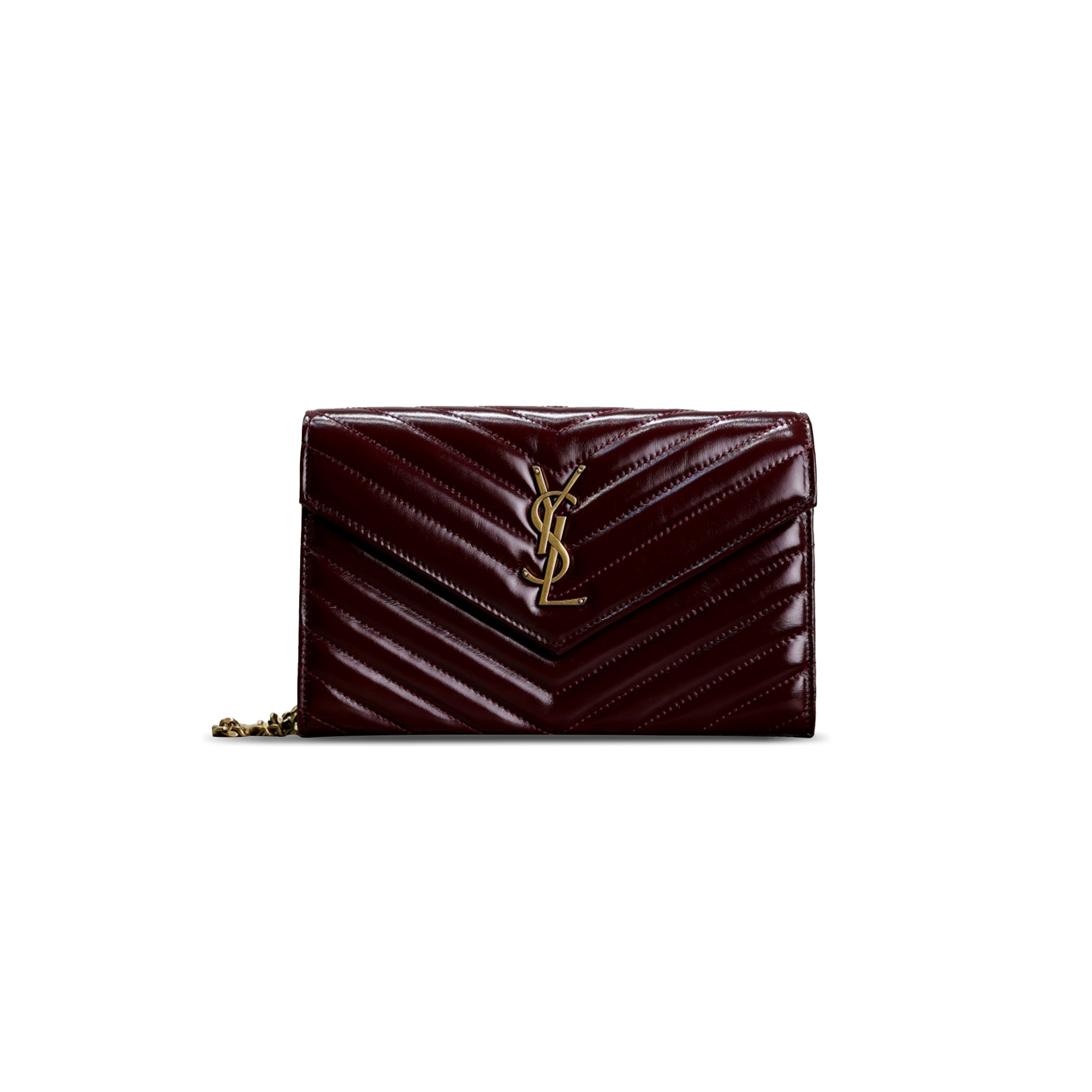 YSL CASSANDRE MATELASSÉ CHAIN WALLET IN OIL WAX LEATHER 377828 (22.5*14*4cm)